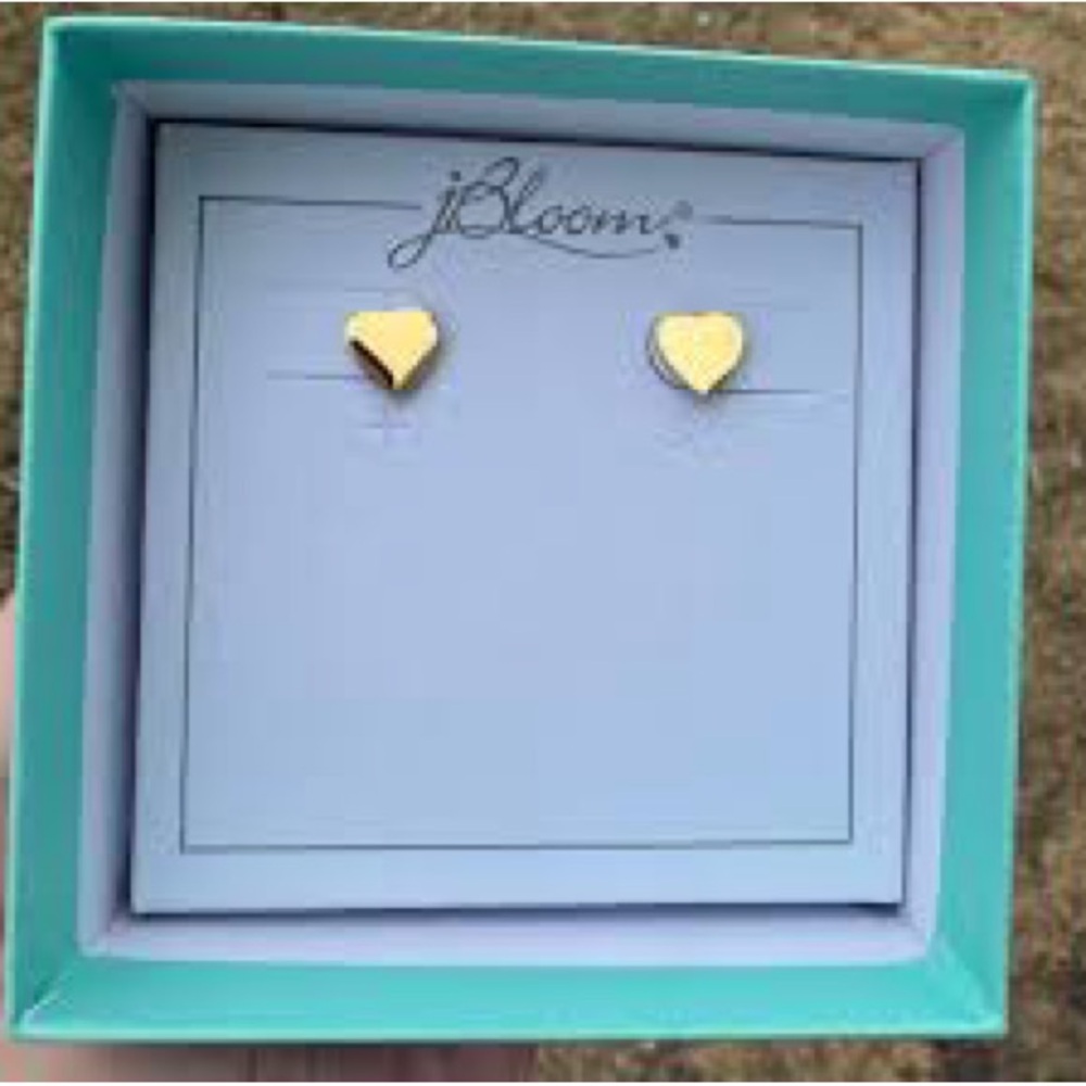 JBloom Stainless Steel Gold Heart Earrings. Non Tarnish. For sensitive ears.